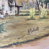 Combastel (Magdeleine), watercolor of a house with a mill, late 19th century