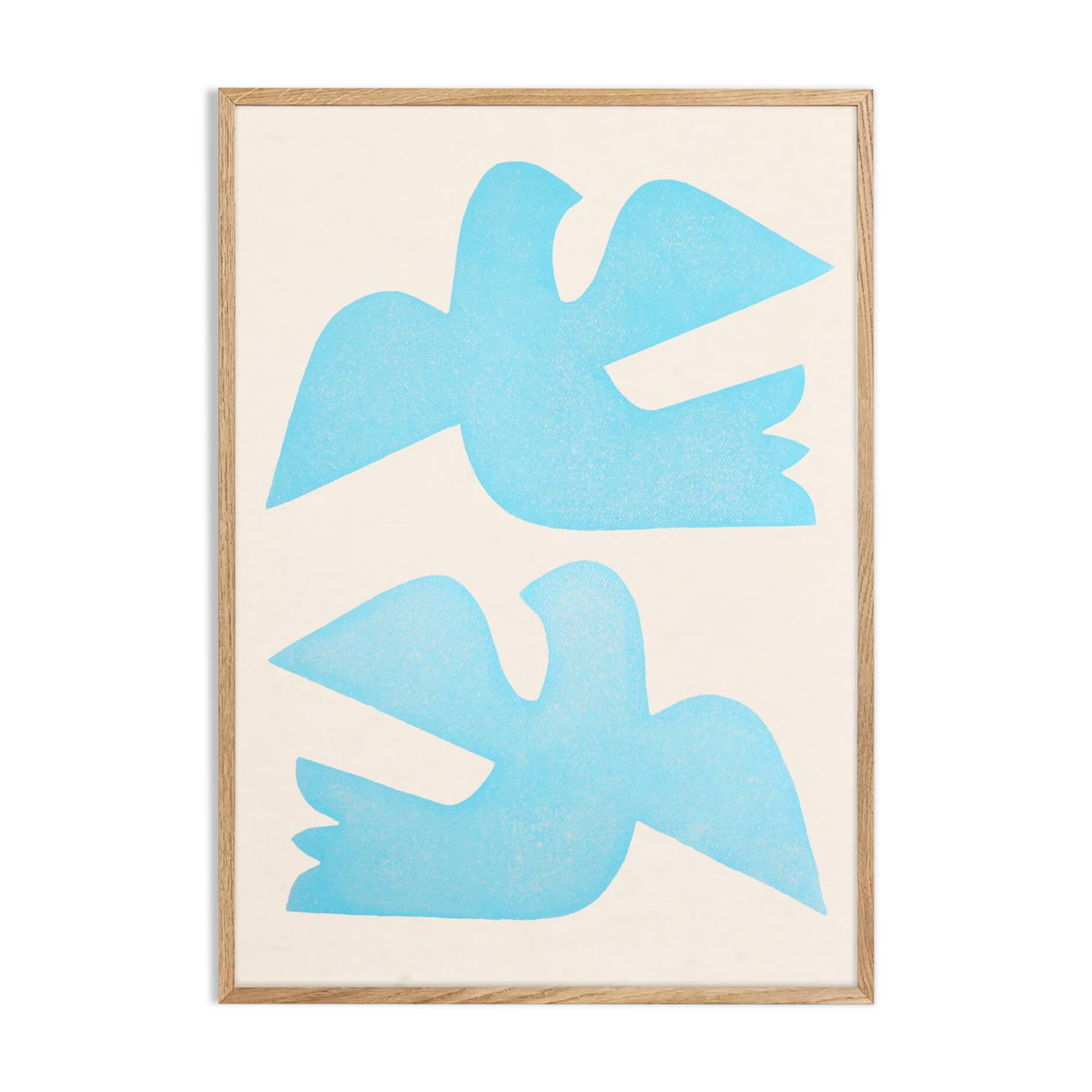 Birds bleus - grande peinture 50x70cm - tableau contemporain - signé eawy