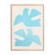 Birds bleus - grande peinture 50x70cm - tableau contemporain - signé eawy