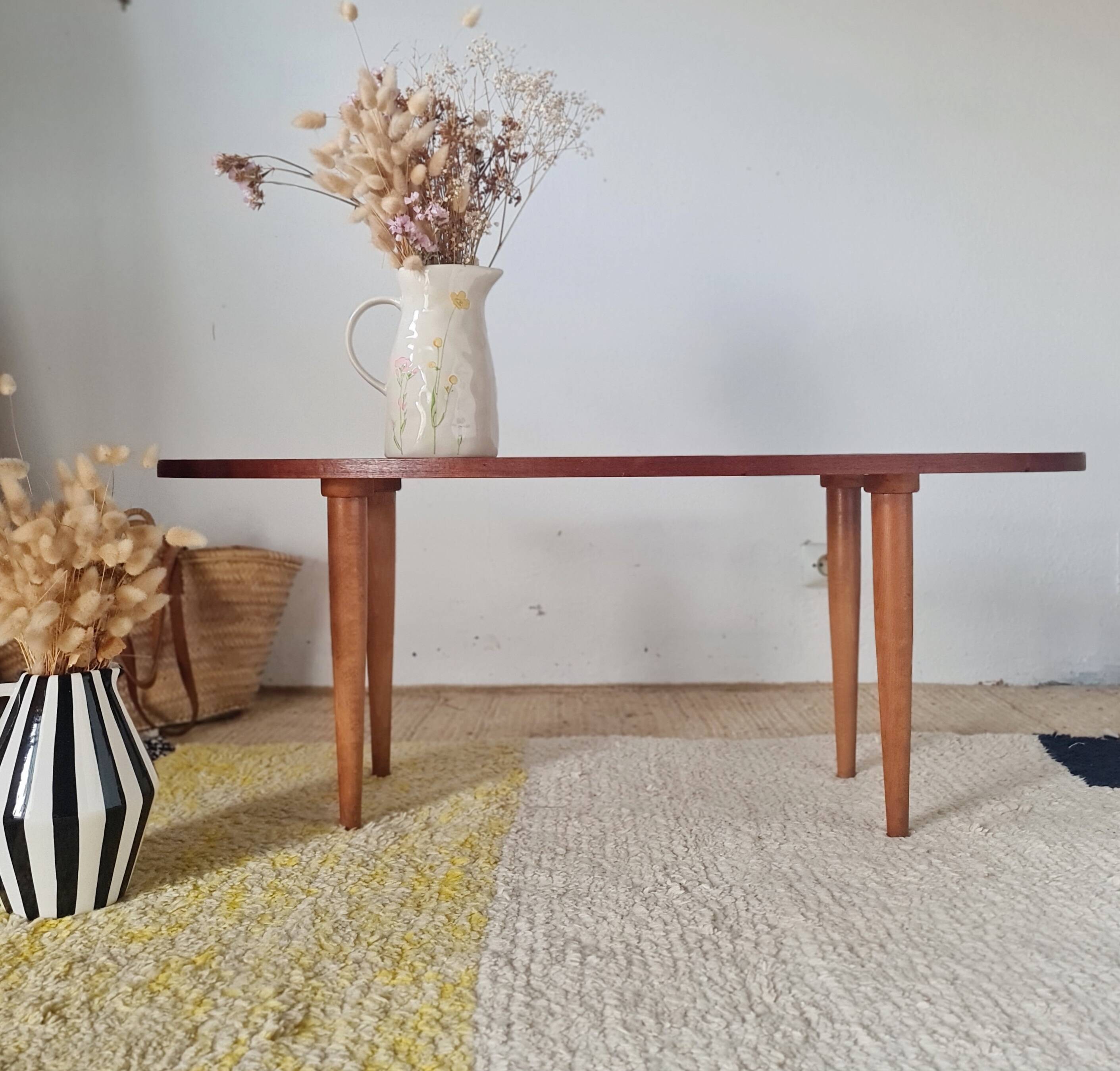 Table basse vintage plateau ovale scandinave