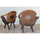 Paire de fauteuils vintage bois sculpté et rotin 1960