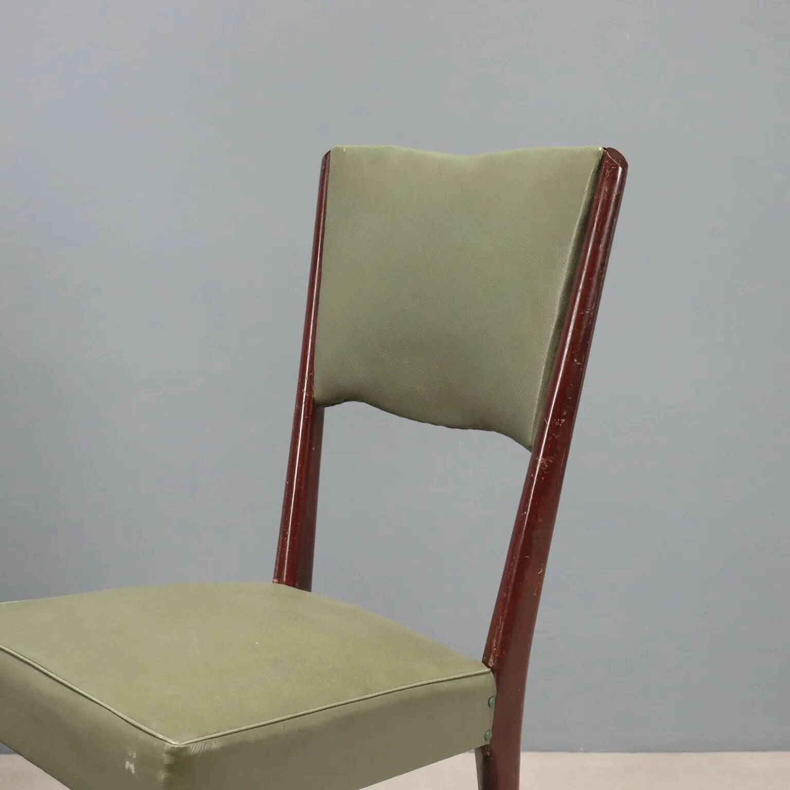 Vintage beech chairs, painted, faux leather, design, Italy, 1960s