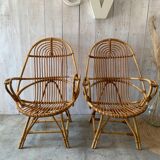 Pair of rattan armchairs