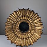 Double-Layered Sunburst Mirror in Wood and Gold Leaf