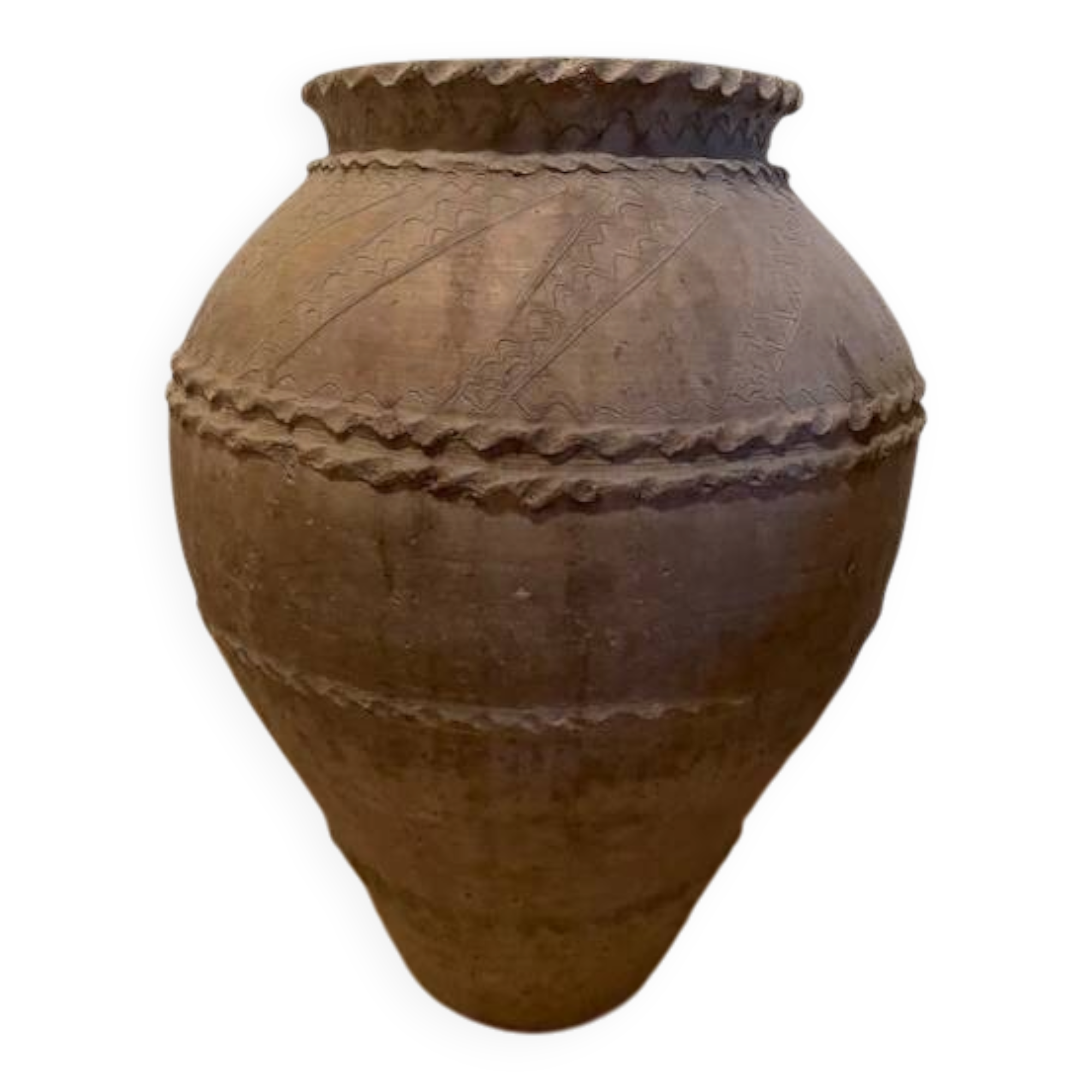 Ancient terracotta pottery jar
