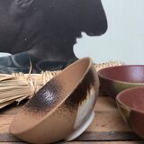 Trio ceramic style bowls brown earth