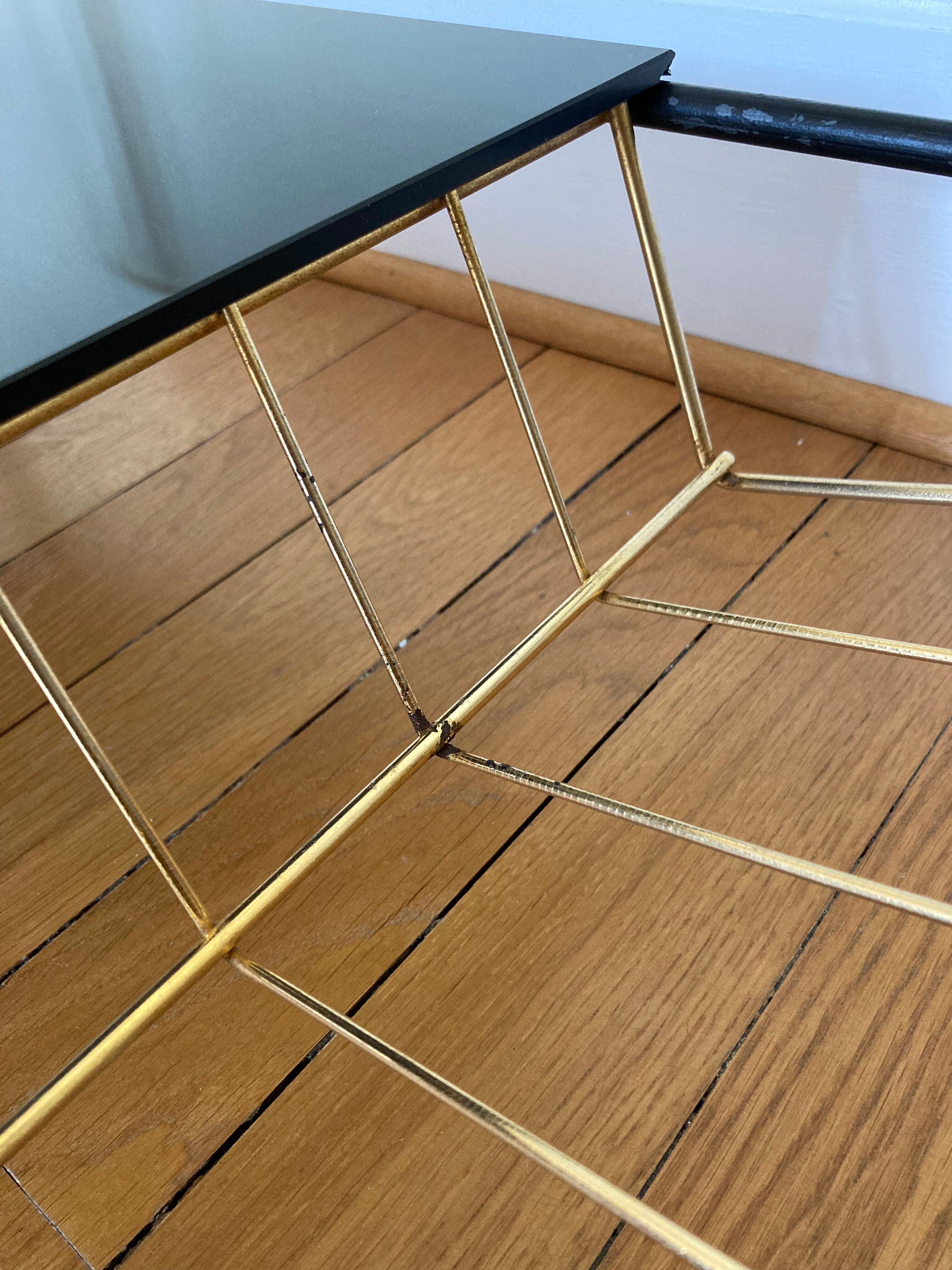 Coffee table 50s metal and glass