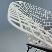 Set of two Diamond chair by Harry Bertoia in white & black metal. 1960s