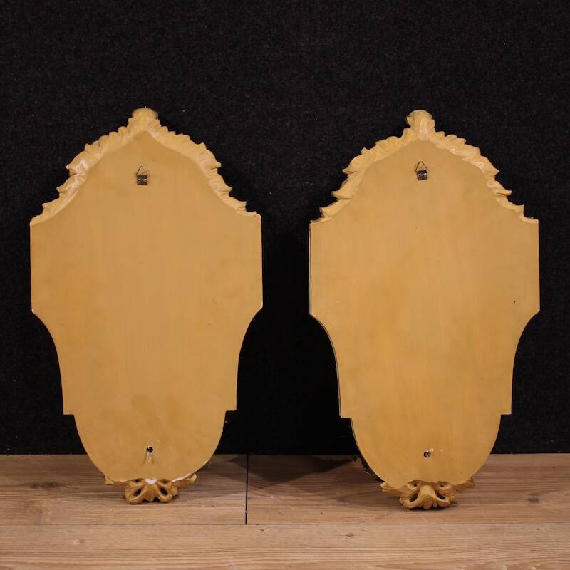 Pair of lacquered and gilded Italian Louis XVI style wall lamps