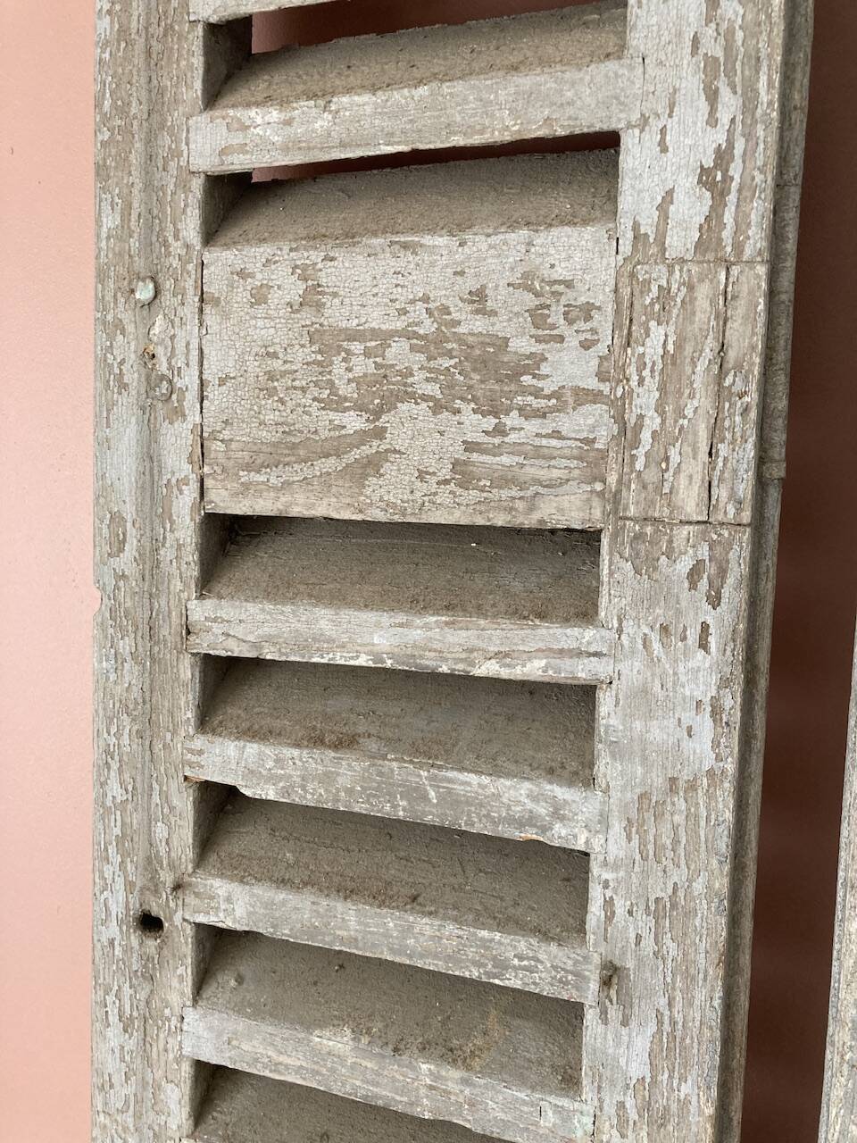 Set of 2 large old louvered shutters