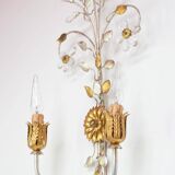 Vintage Italian wall lamp in gold and silver metal (52 cm)