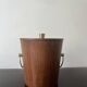 Danish teak wood ice bucket with brass handles, 1950s design