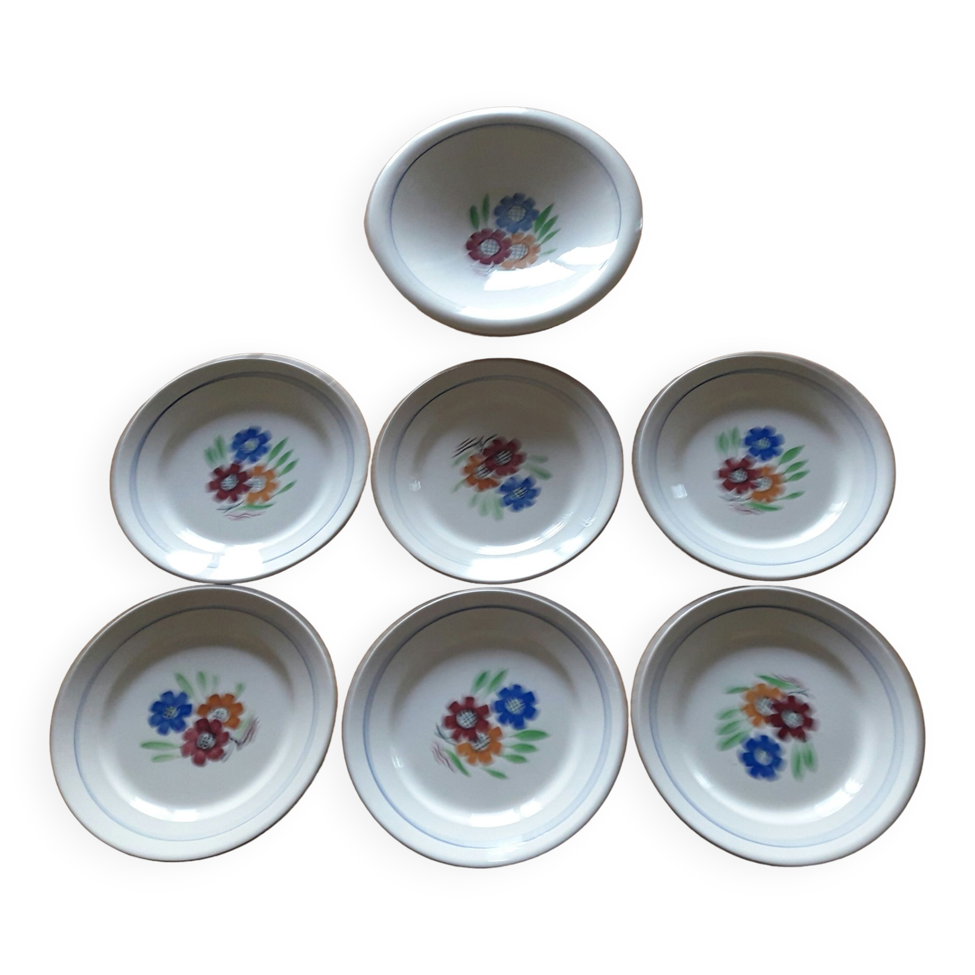Set of 6 flat plates and 1 round dish KG Lunéville "Agnès"