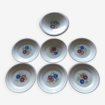 Set of 6 flat plates and 1 round dish KG Lunéville "Agnès"