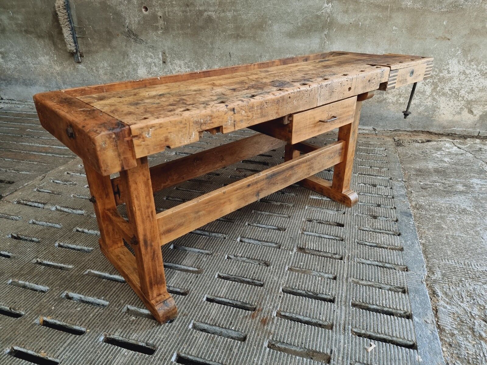 Old workbench Ott beech kitchen island or side table
