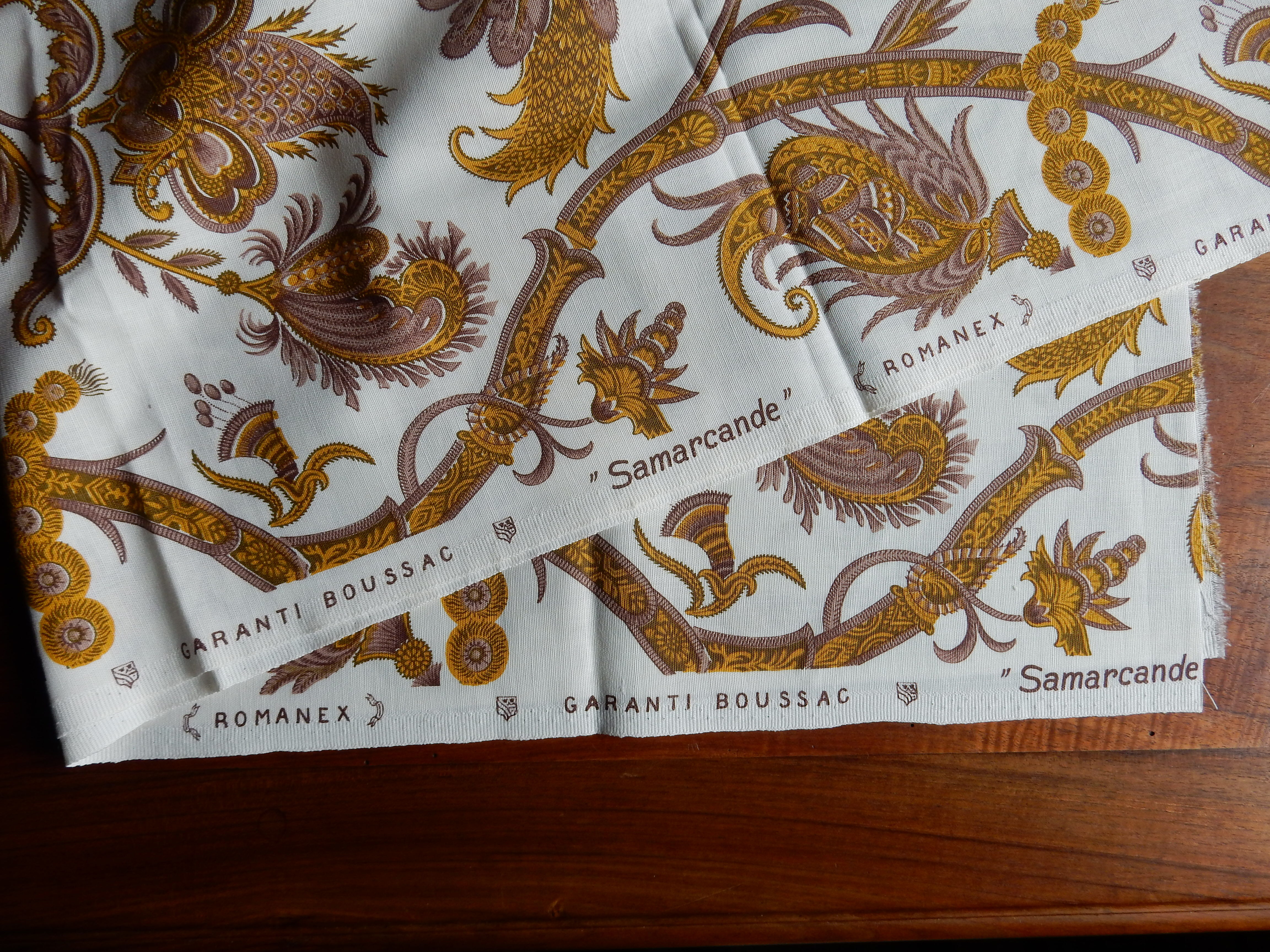 Conical lampshade vintage fabric Boussac Romanex