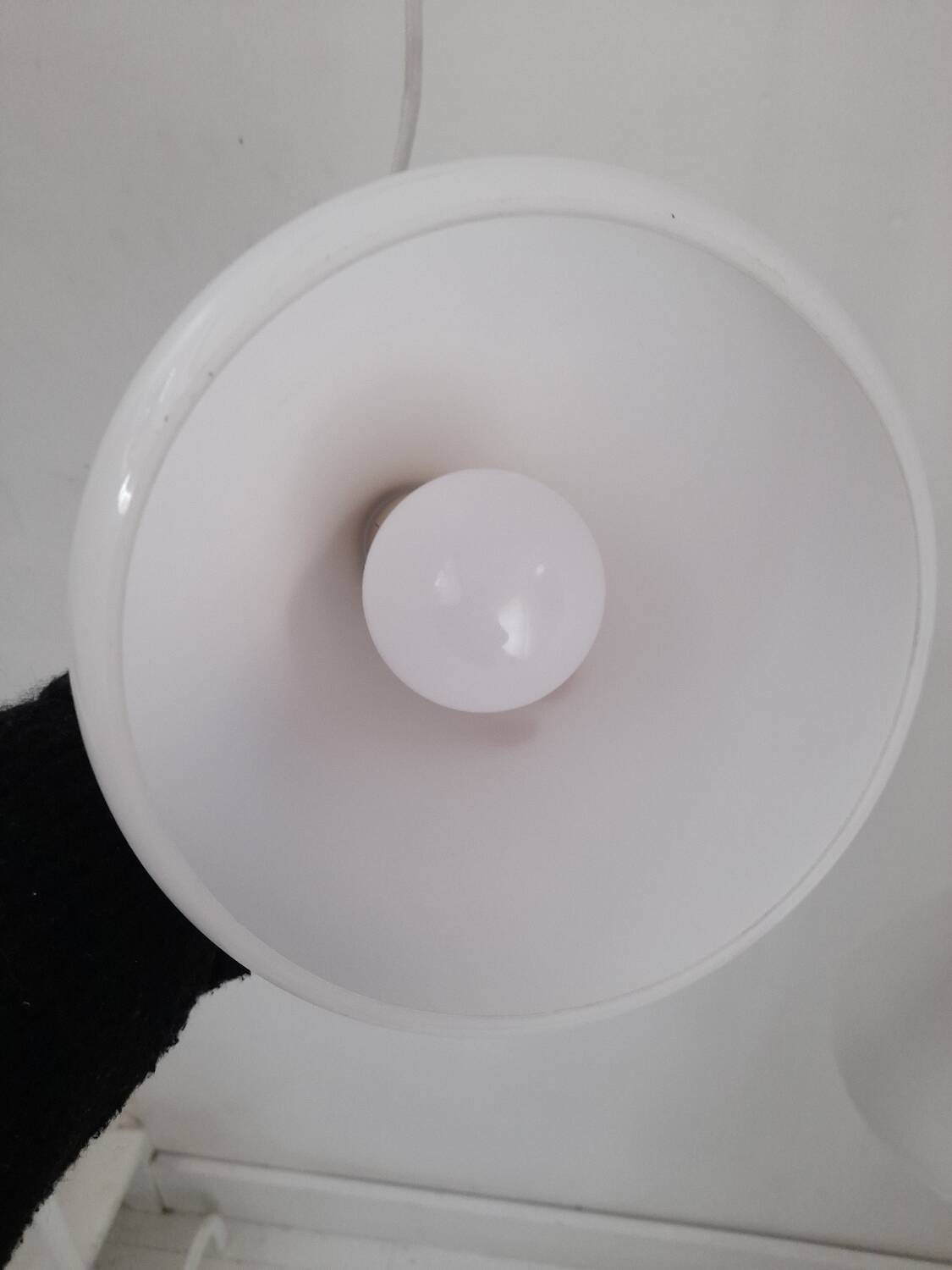 Pair of opaline and teak pendant lights Nordlux