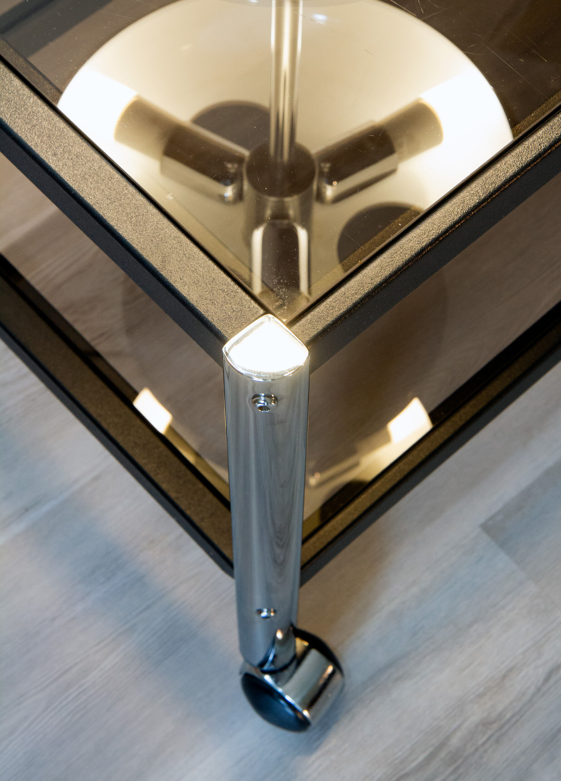 Erard coffee table, metal and smoked glass 1980