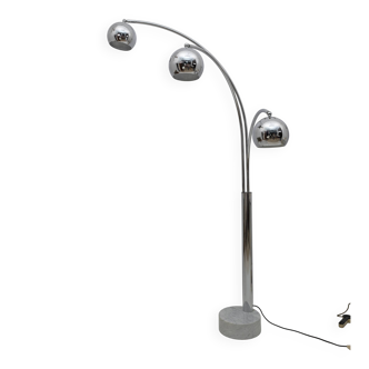 Goffredo Reggiani Mid-century Modern Chromed Metal and Marble Floor Lamp,60