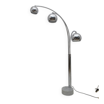 Goffredo Reggiani Mid-century Modern Chromed Metal and Marble Floor Lamp,60