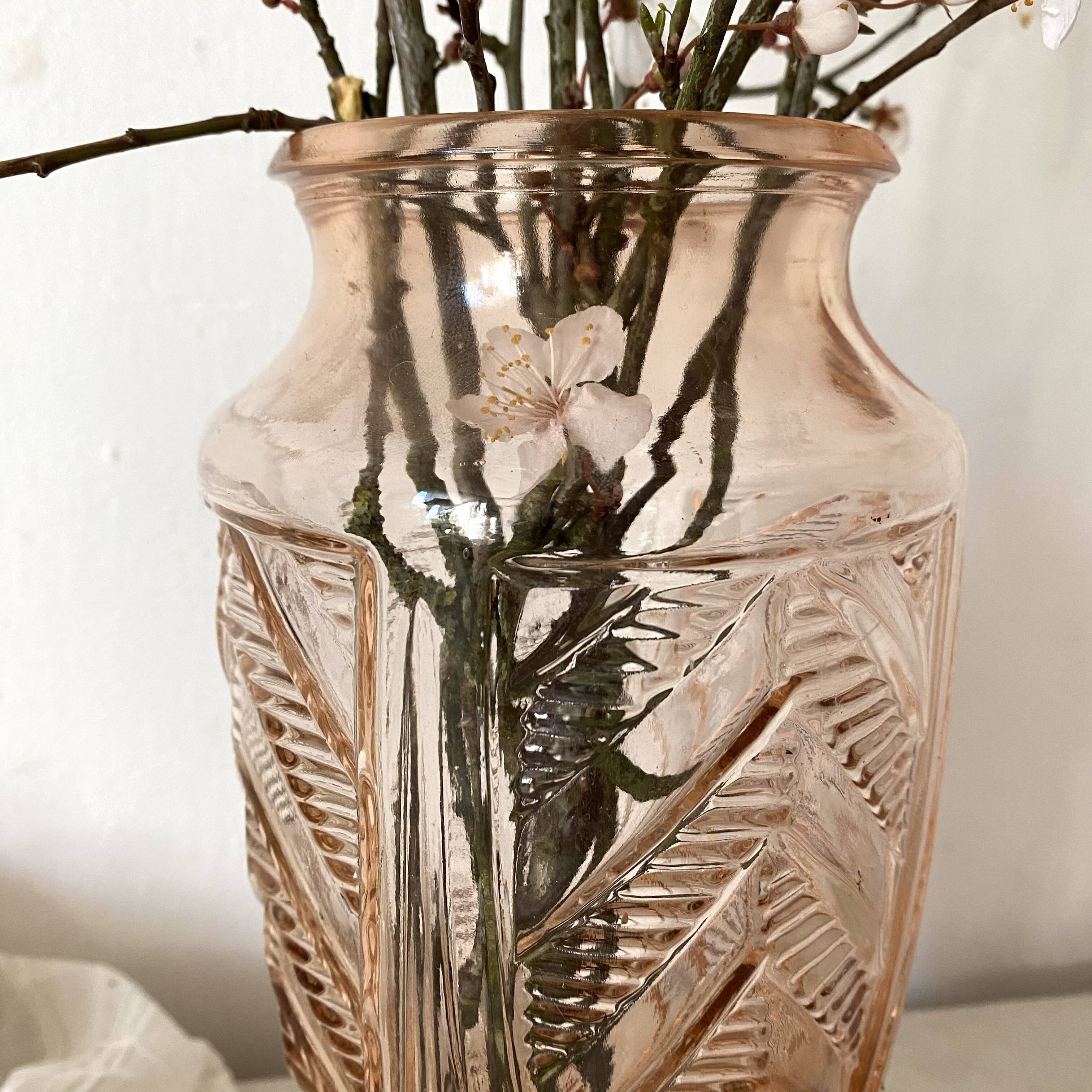 Tall pink art deco vase