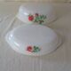 Flat oval casserole oven flowers red pinks 376112 arcopal france