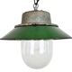 Green Enamel and Cast Iron Industrial Pendant Light, 1960s