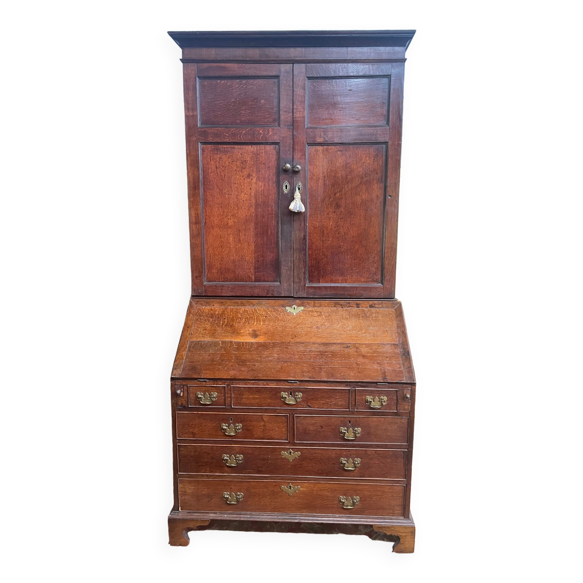 English scriban desk in oak 18th century