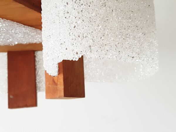 Lustre scandinave en teck et résine 1960