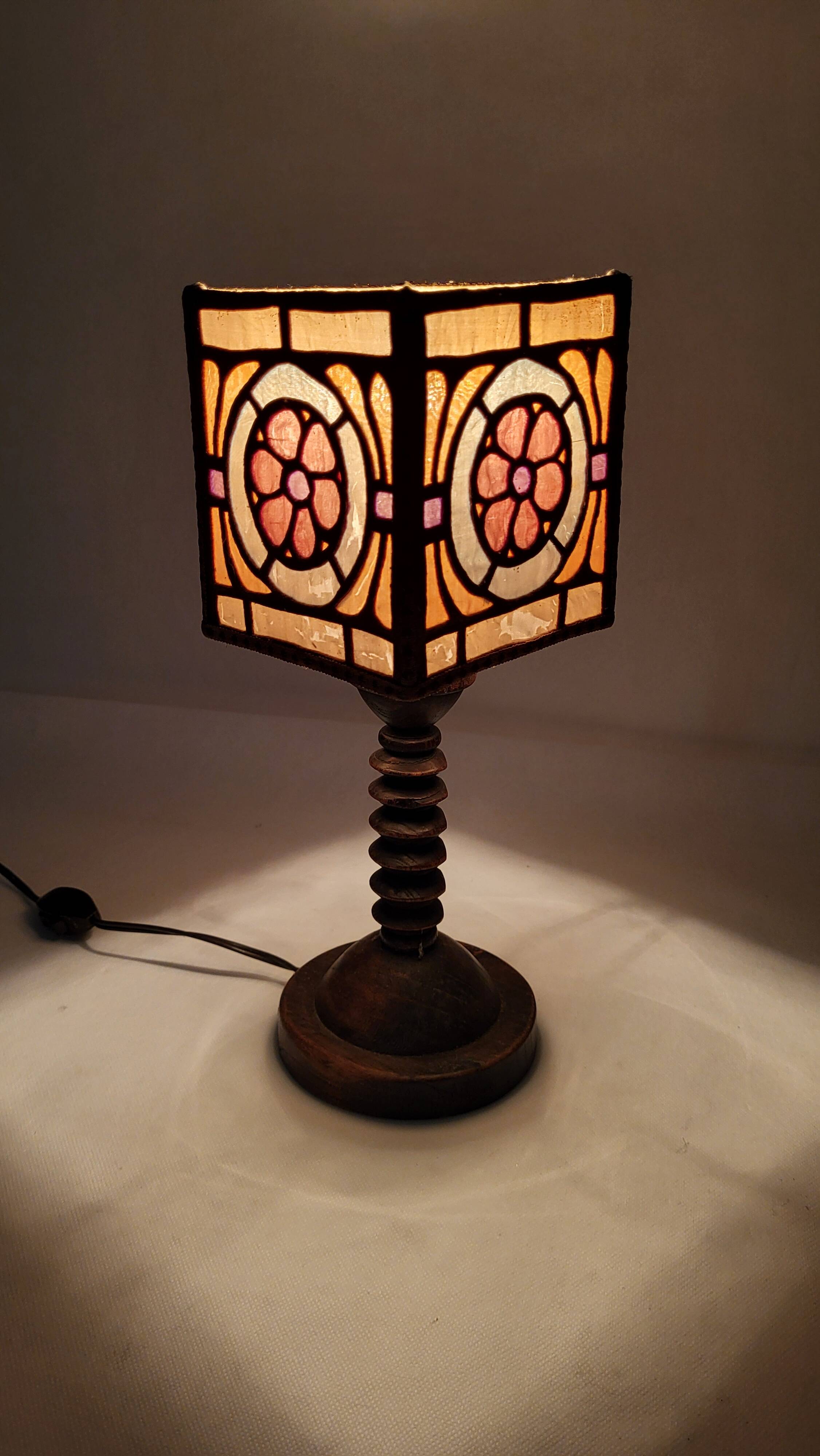 Art Nouveau wooden lamp