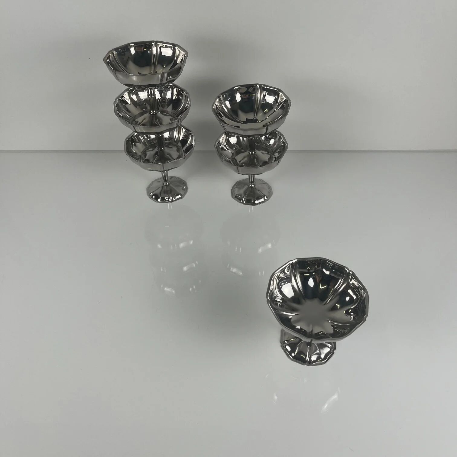 Set of 6 metal ice cream bowls, 1970 - Model F