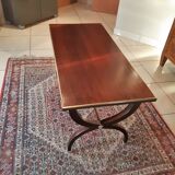 Table basse style directoire pieds curule en acajou