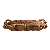 Plateau en bois et bambou années 60-70