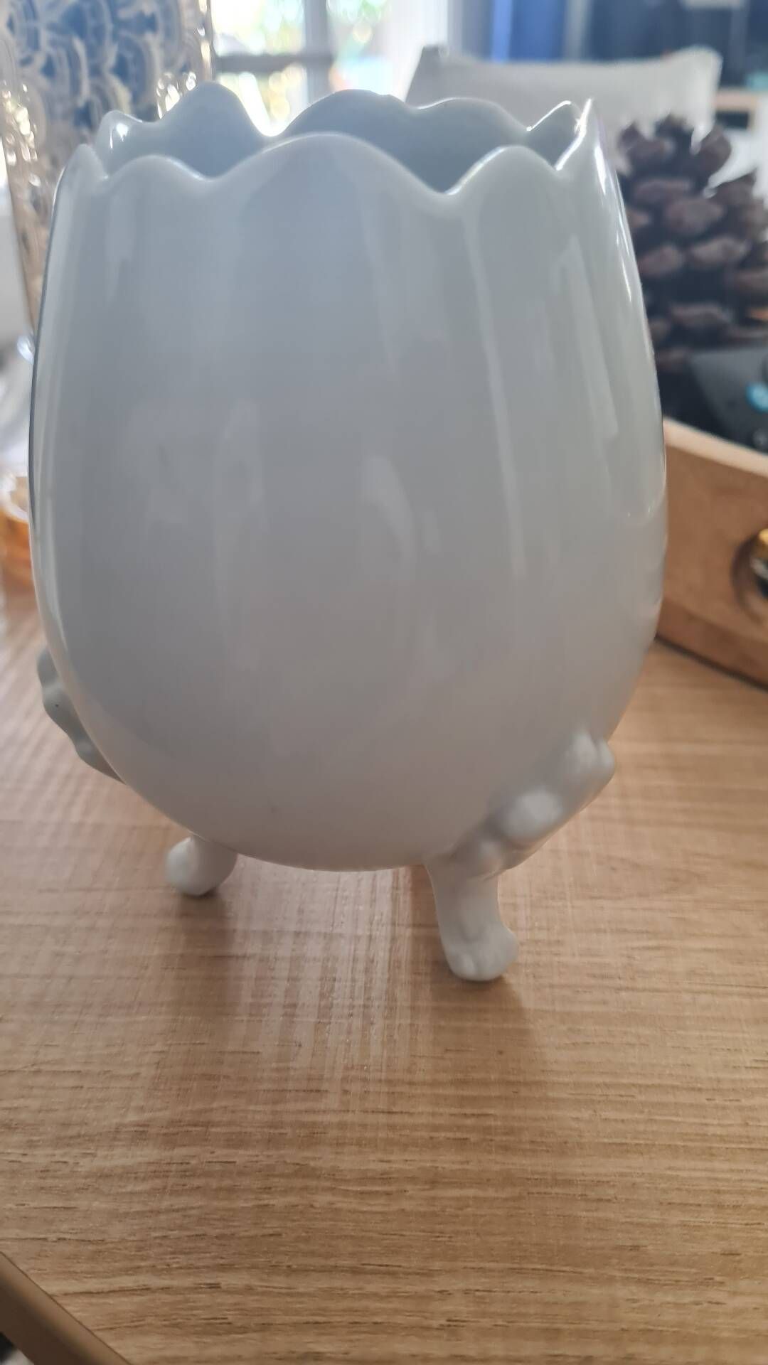 Limoges porcelain vase in the shape of an egg.