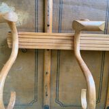 Porte manteau en bois courbé, 4 crochets, ancienne patère débu