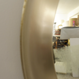 Brushed chrome round mirror 1970s 83x83cm