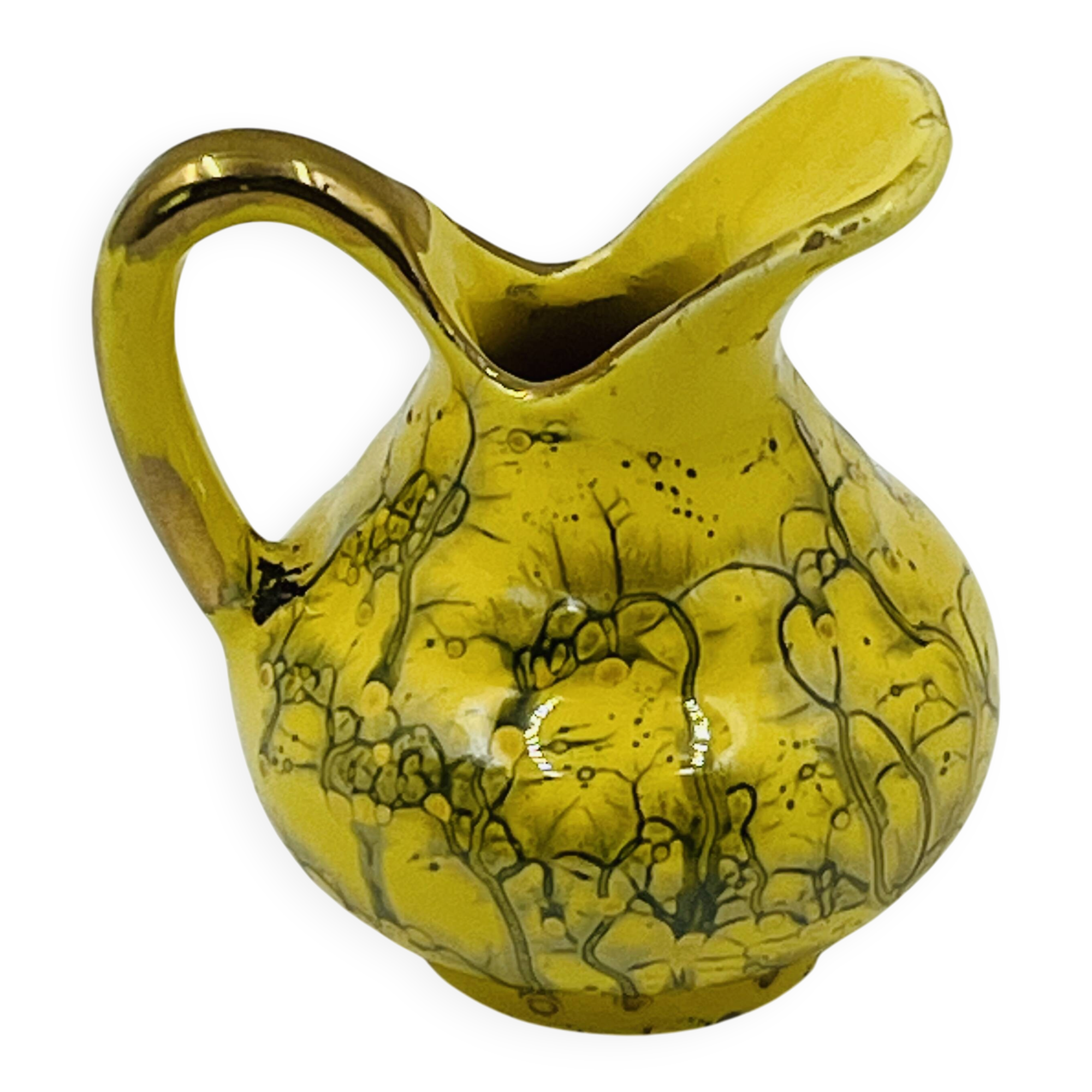 Pichet miniature de collection jaune et or fin