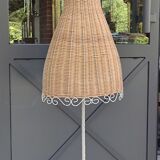 Mannequin buste vintage en rotin sur pied fer forgé