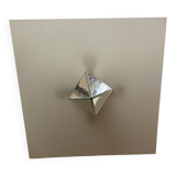 Modernist square sandblasted glass ceiling light topped with a vintage Art Deco mirror pyramid