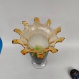Very large two-tone glass vase, mid-20th century.