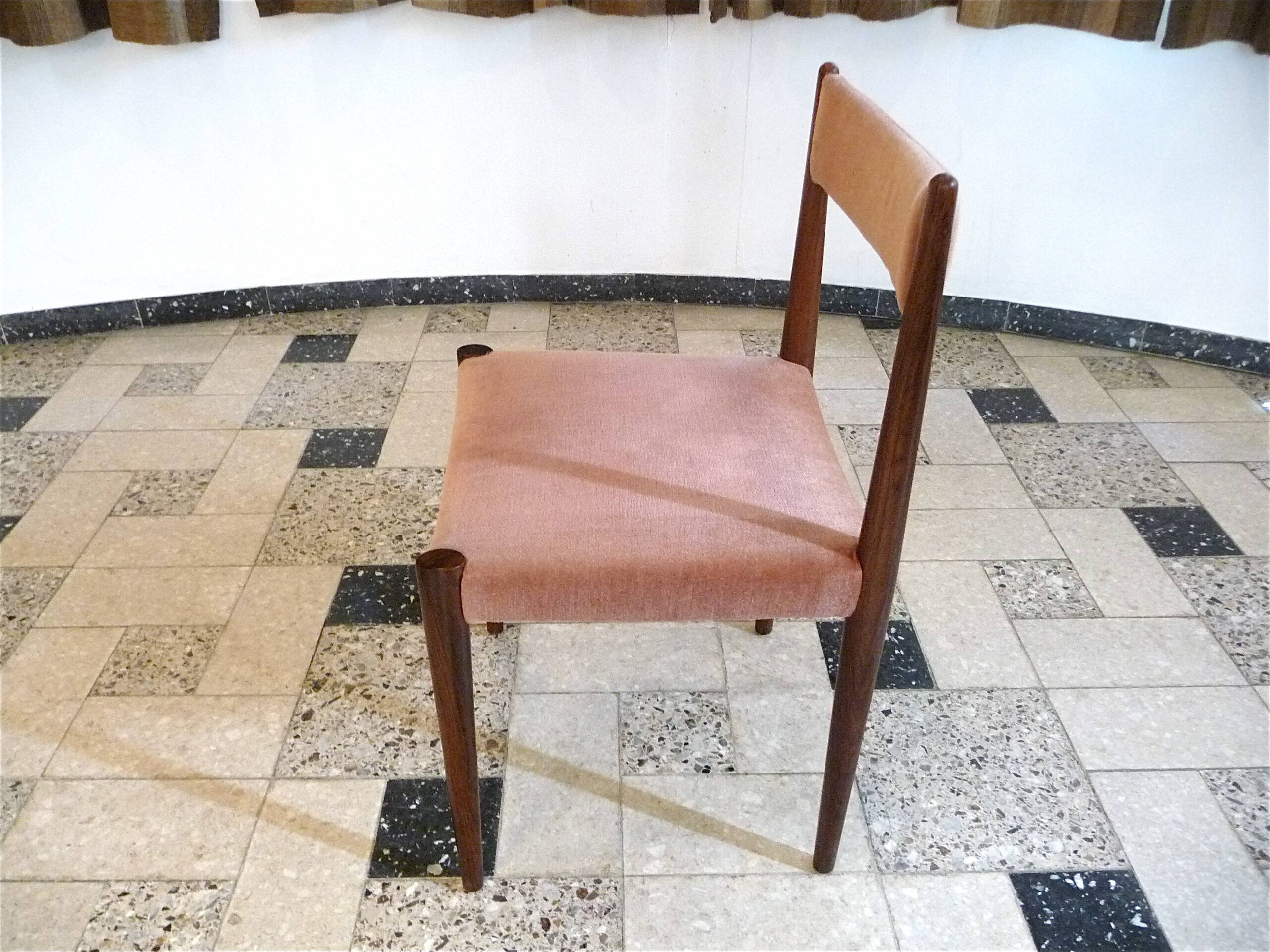 Set of 4 Velvet Dining Chairs in Walnut from Lübke, Germany 1960s