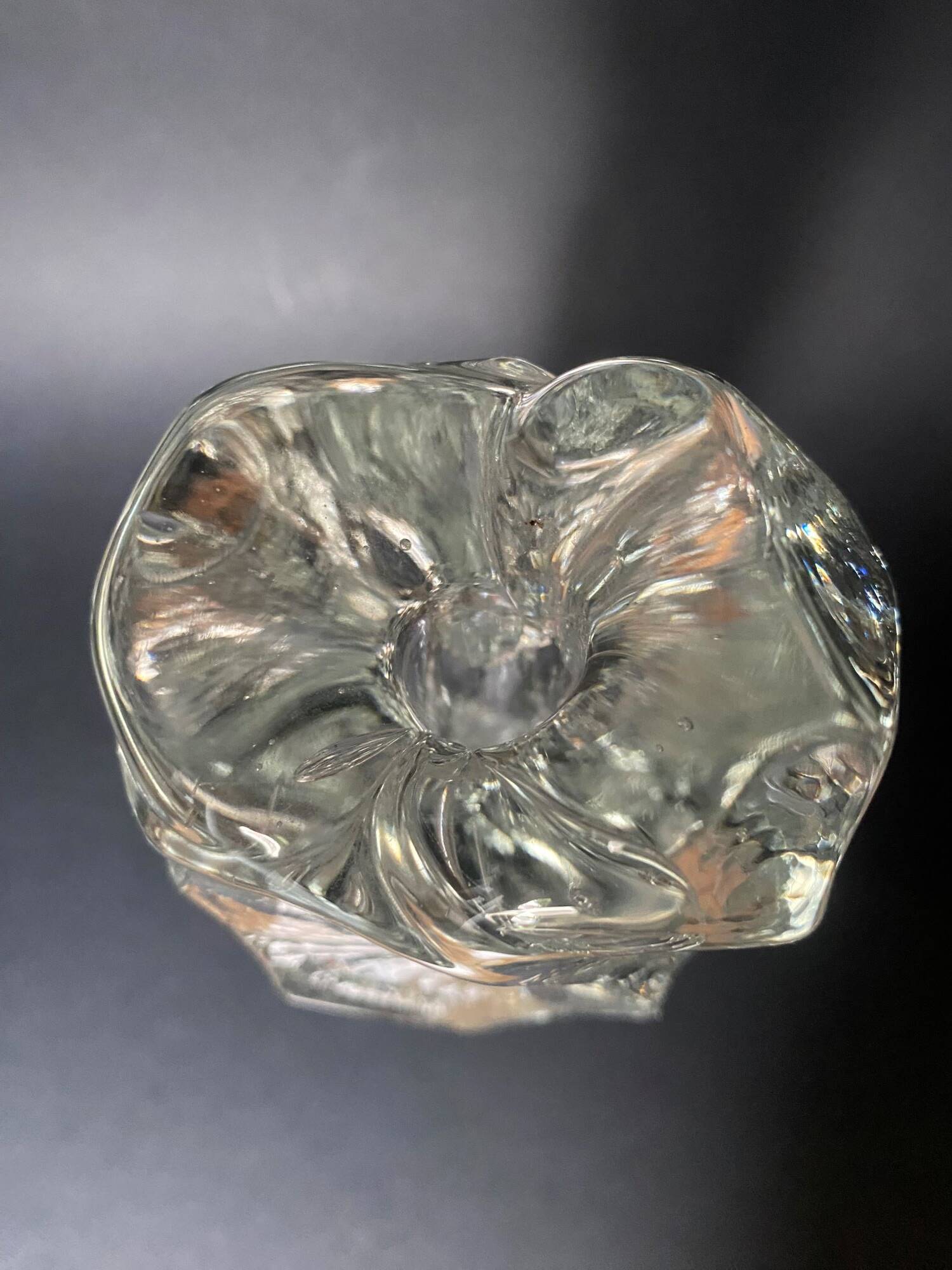 Vintage frosted glass vase from the 1970s
