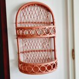 Terracotta rattan and wicker shelf