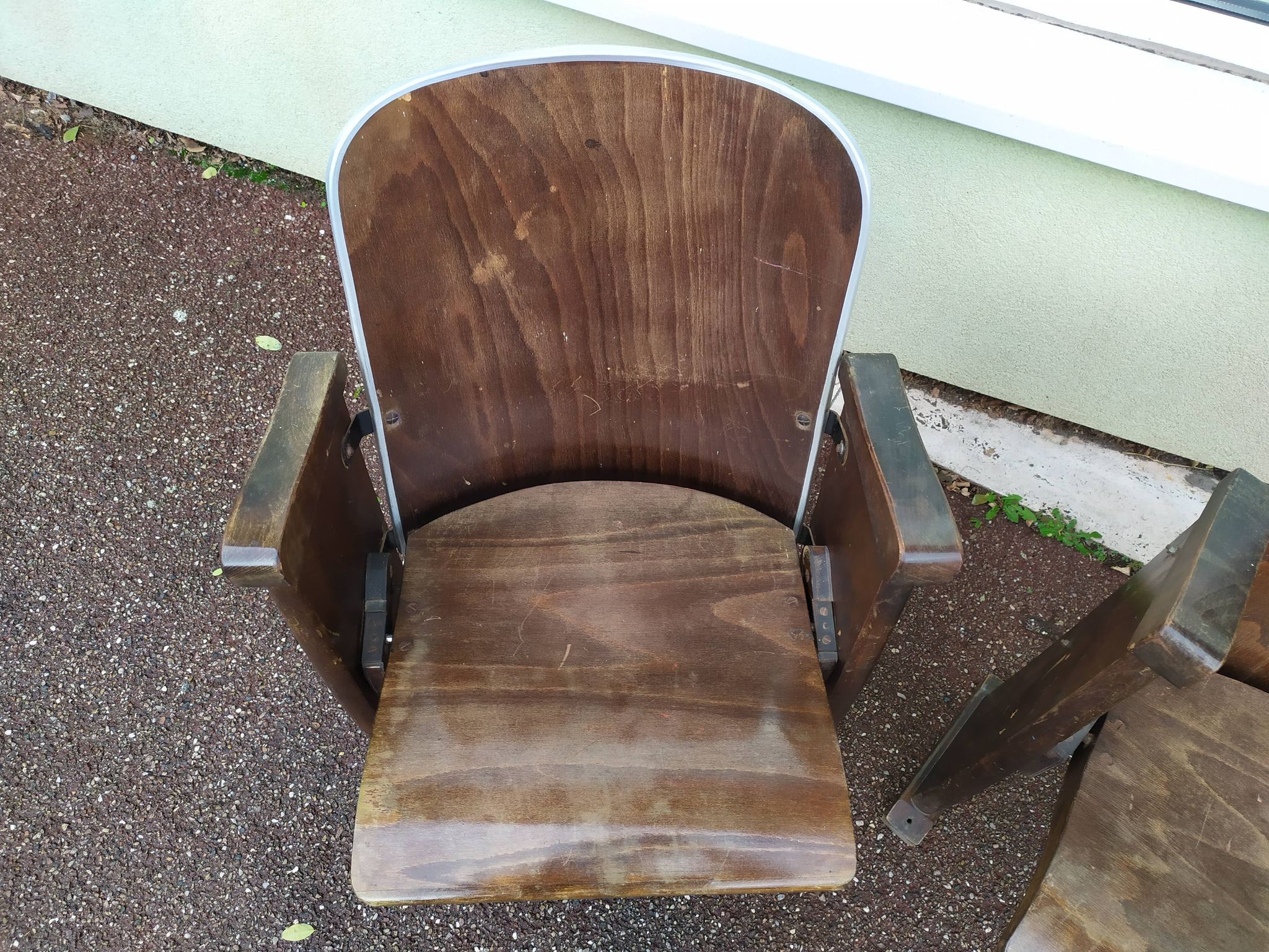 Pair of vintage antique wooden cinema chair s
