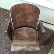 Pair of vintage antique wooden cinema chair s