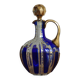 Vintage Moser style carafe / flask, cobalt blue and gold.