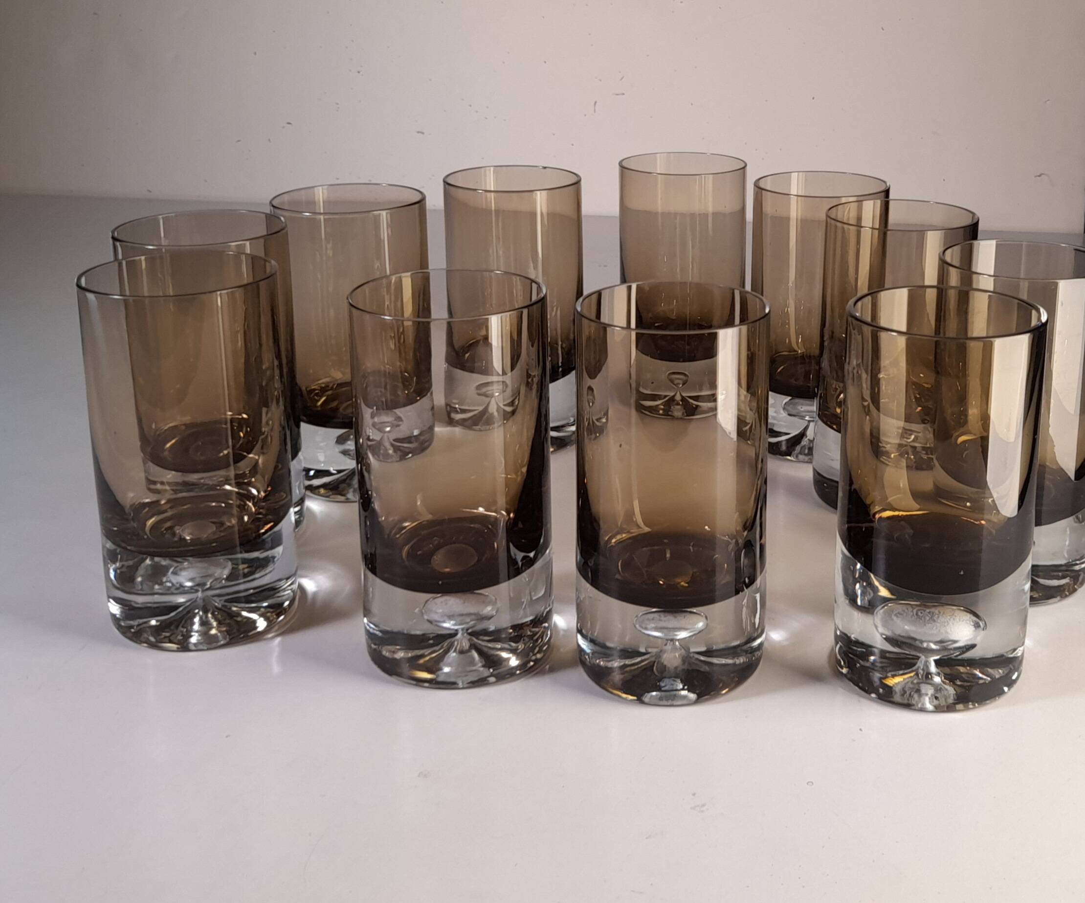 Set of 11 glasses, design by Roland Pösch Gral Glas, vintage 70s.