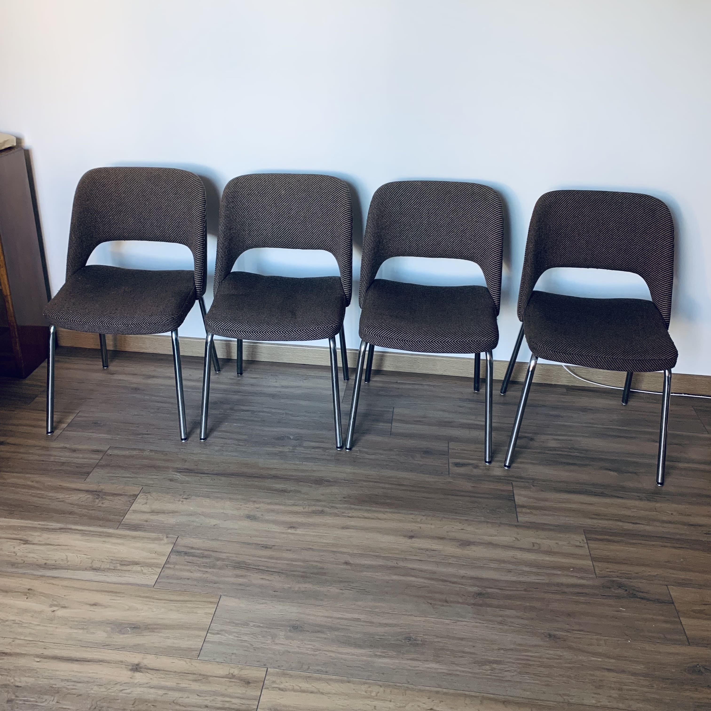 4 fabric and metal chairs