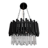 Modern designer chandelier in glass and metal