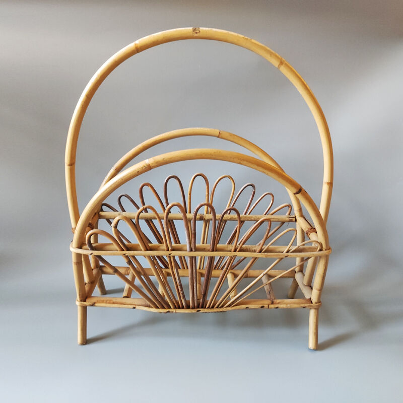 Magazine rack in bamboo and rattan 1960
